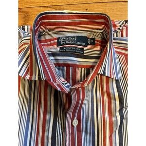 VTG Polo Ralph Lauren Westerton 100% Cotton Striped Colorful Preppy Shirt Small